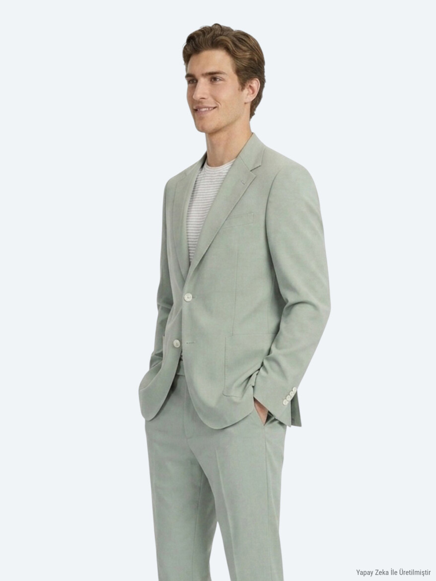 Khaki Modern Fit Suit - 4
