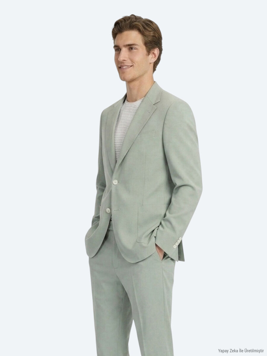 Khaki Modern Fit Suit - 4
