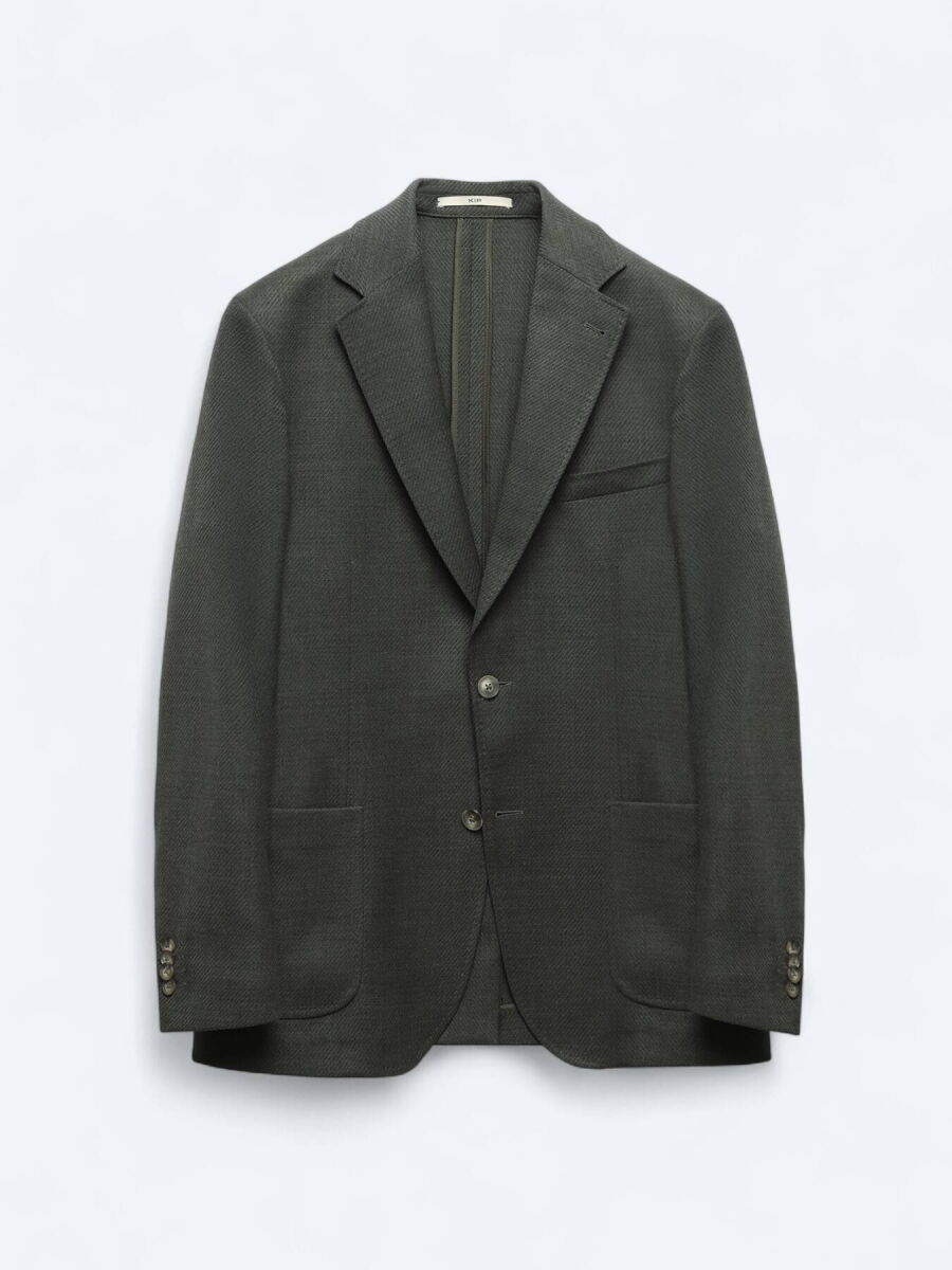 Khaki Modern Fit Wool Blended Jacket - 6