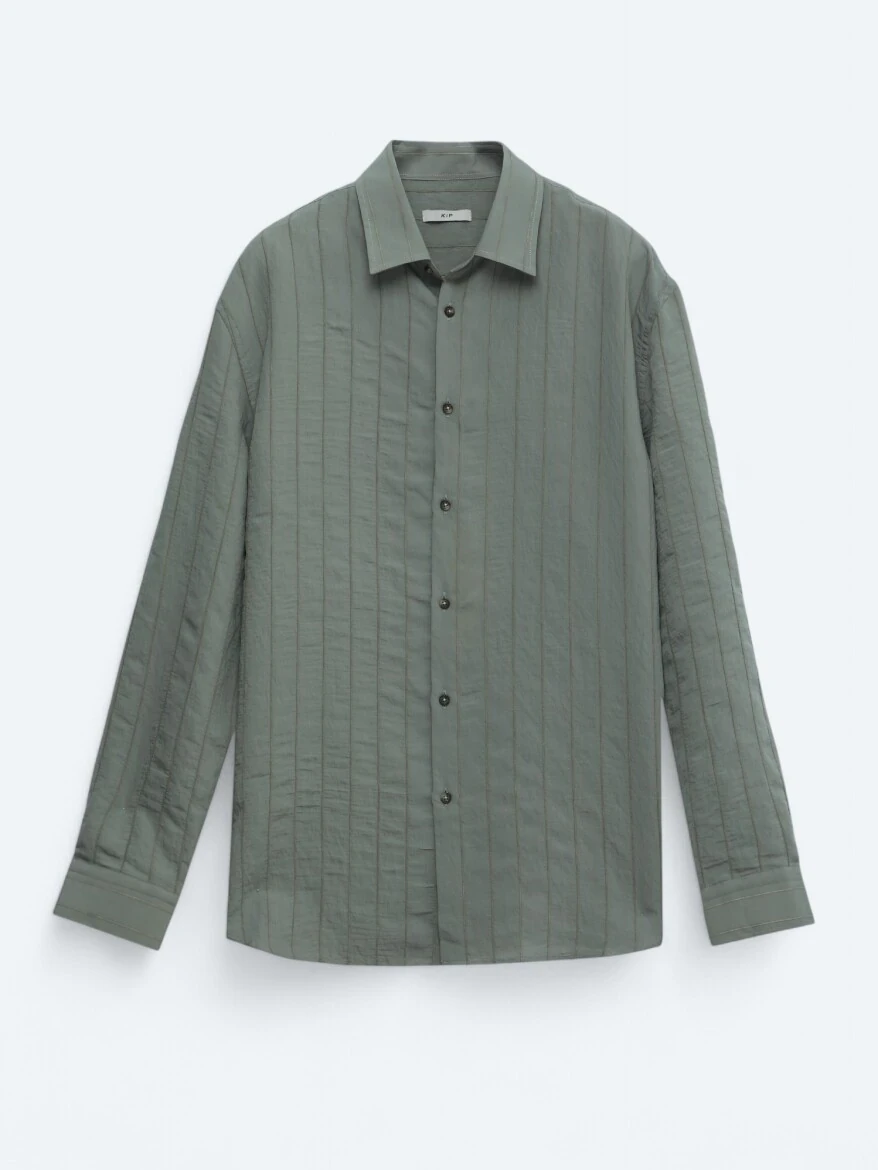 Khaki Oversize Fit Weaving Casual Shirt 
