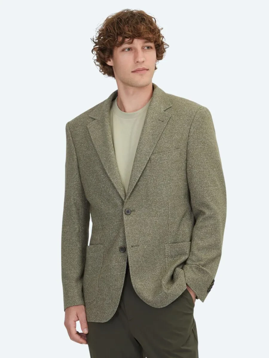 Khaki Patterned Modern Fit Cotton Blended Jacket - 1