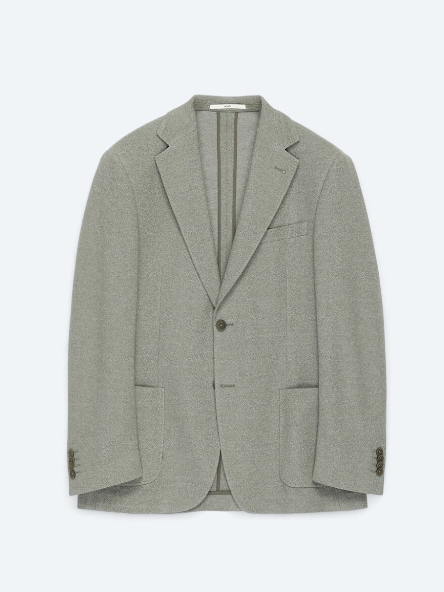 Khaki Patterned Modern Fit Cotton Blended Jacket - 6