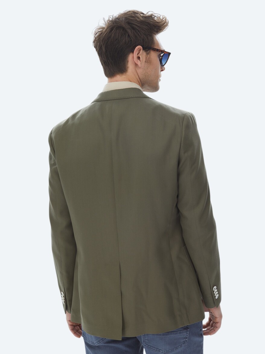 Khaki Patterned Modern Fit Jacket - 7