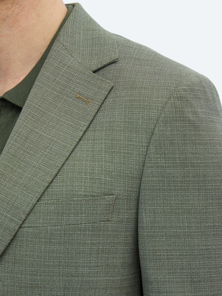 Khaki Patterned Modern Fit Jacket - 4