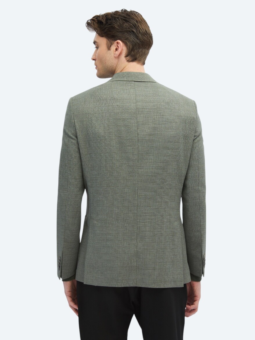 Khaki Patterned Modern Fit Jacket - 5