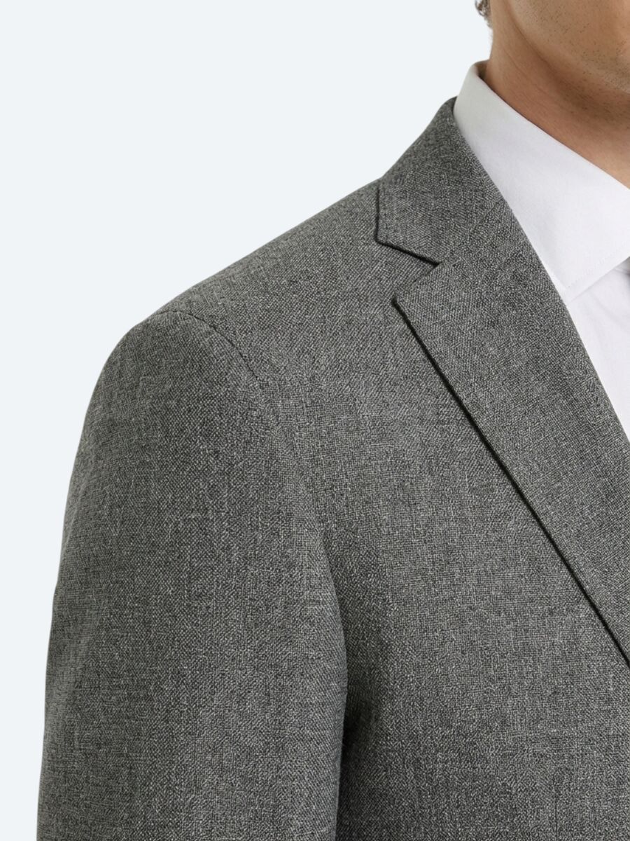 Khaki Patterned Regular Fit Linen Blended Jacket - 4