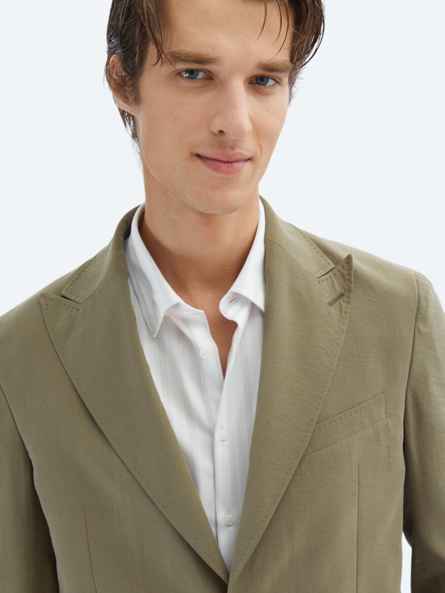 Khaki Plain Comfort Fit Suit - 4