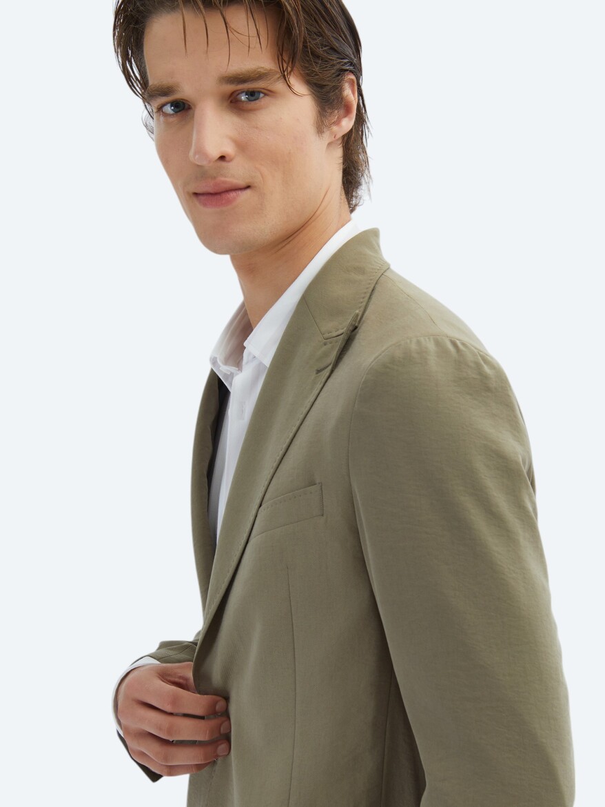 Khaki Plain Comfort Fit Suit - 5