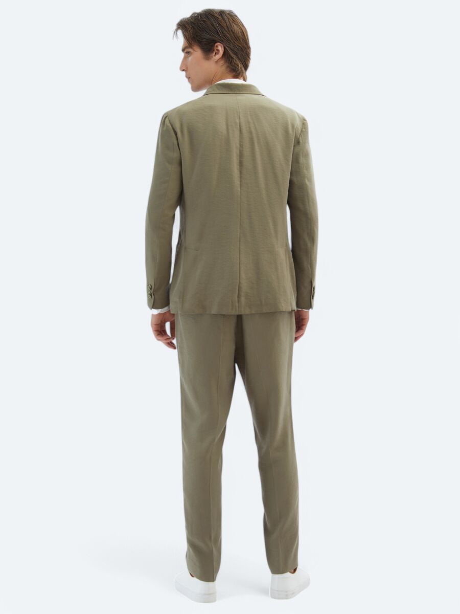 Khaki Plain Comfort Fit Suit - 6
