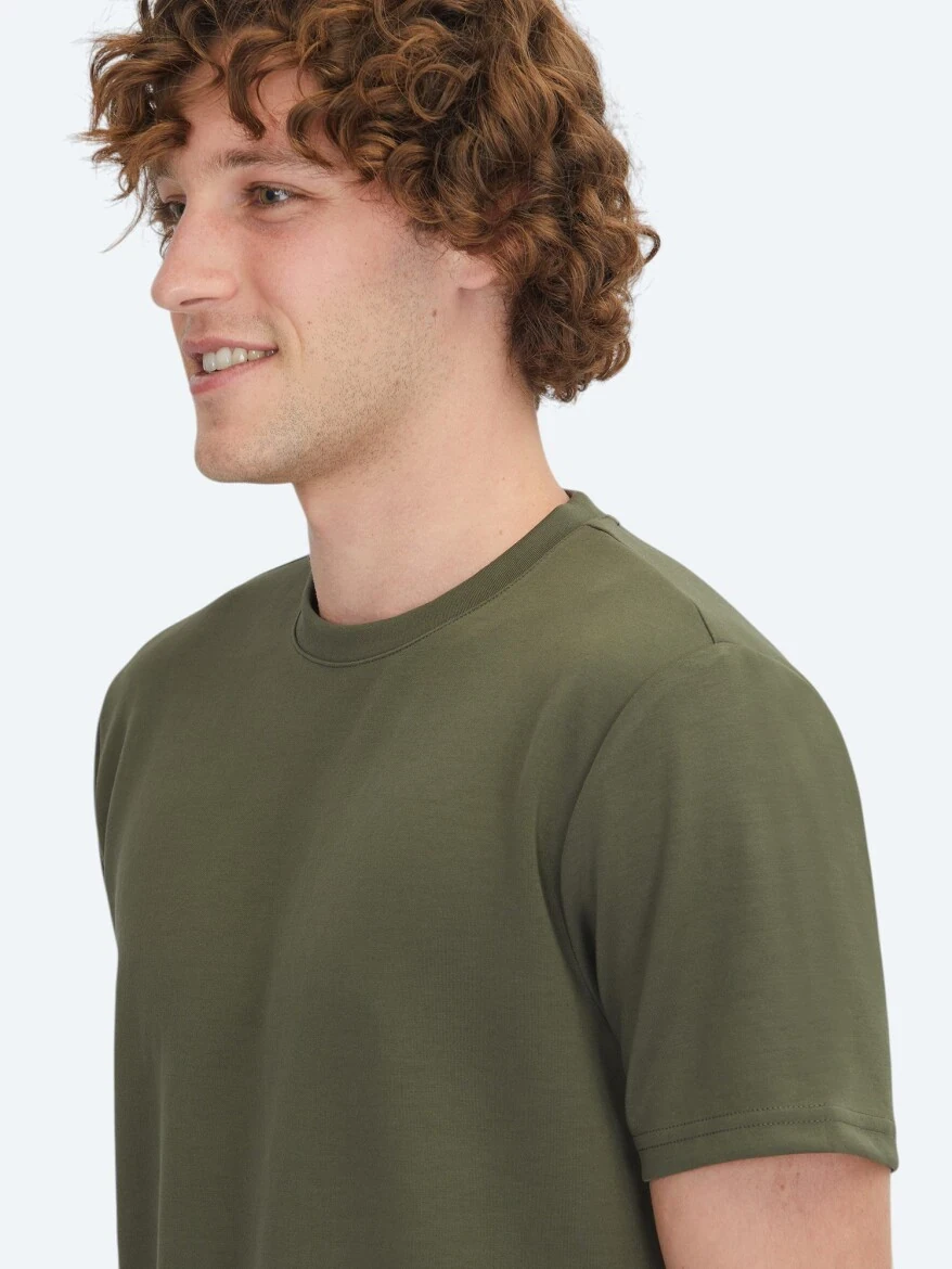 Khaki Plain Crew Neck T-Shirt 