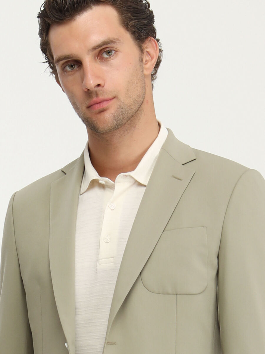 Khaki Plain Modern Fit Suit - 3