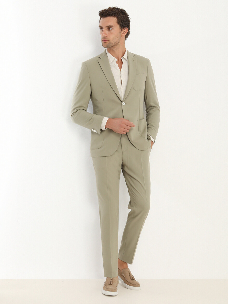 Khaki Plain Modern Fit Suit - 4