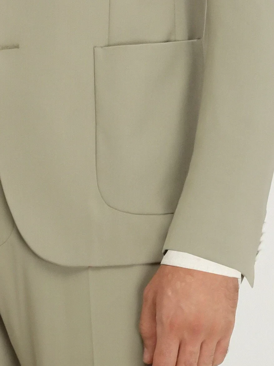 Khaki Plain Modern Fit Suit - 5