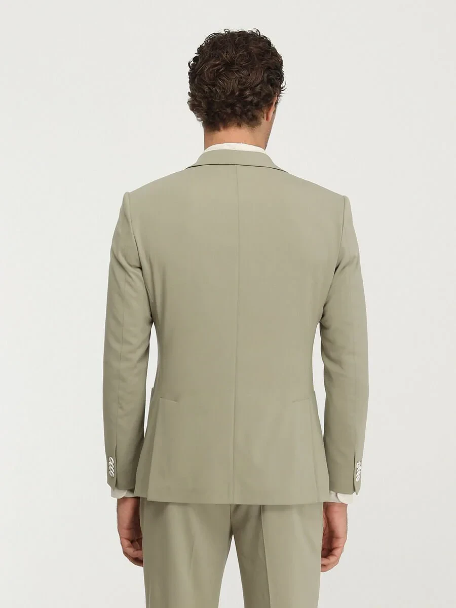 Khaki Plain Modern Fit Suit - 7
