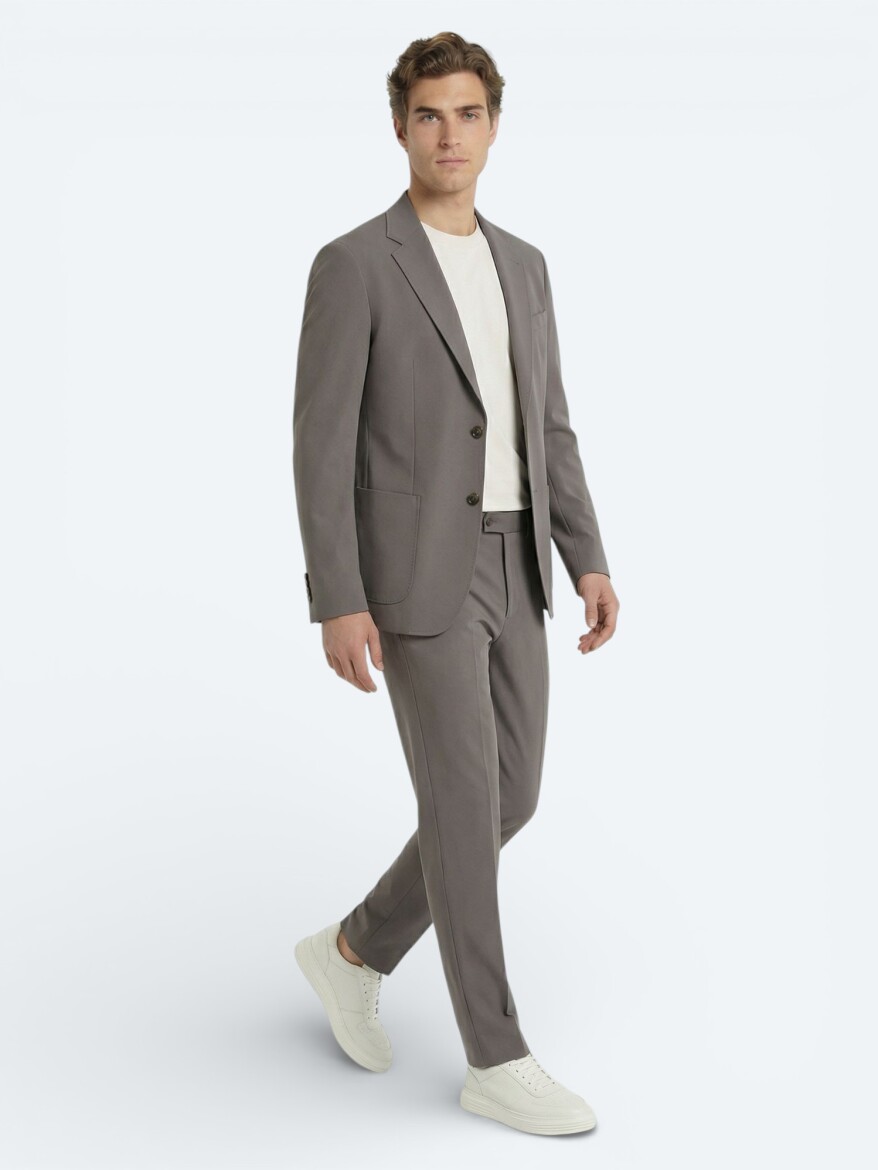 Khaki Plain Modern Fit Suit - 3