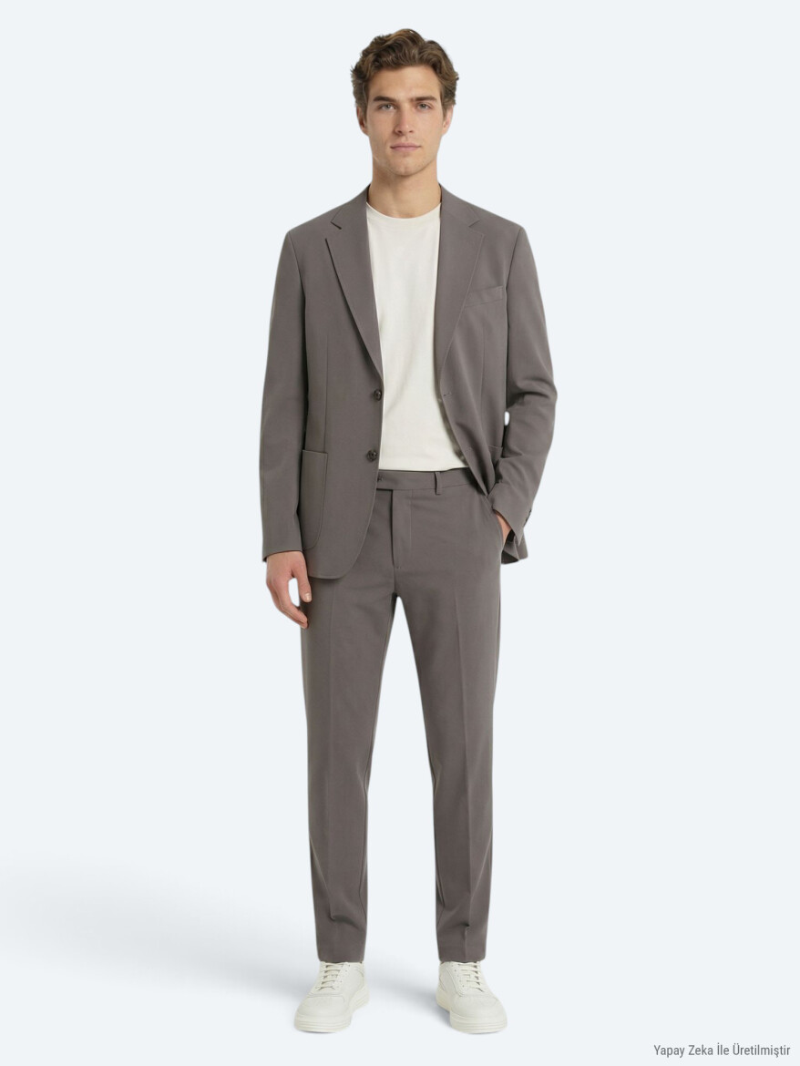 Khaki Plain Modern Fit Suit 