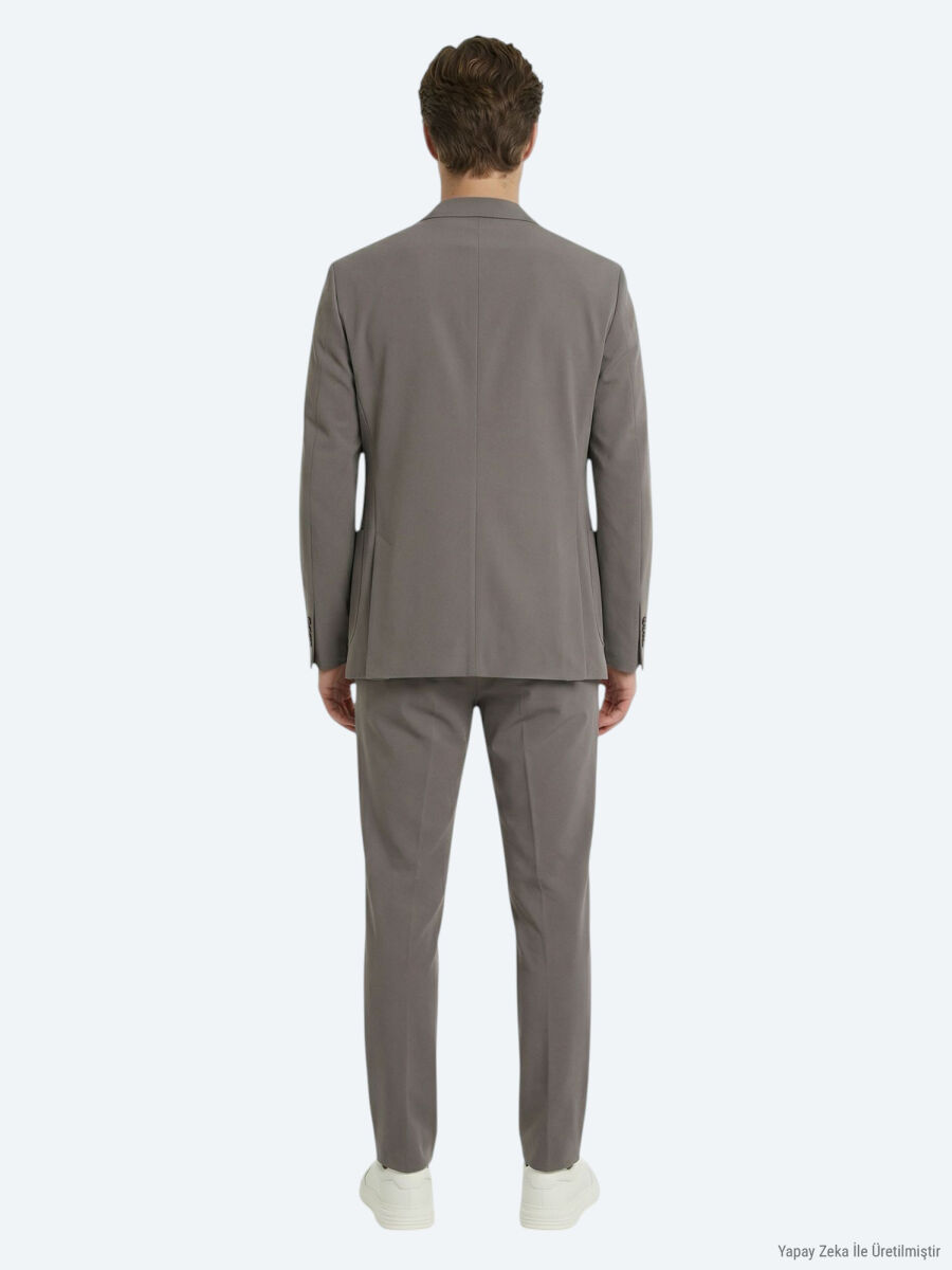 Khaki Plain Modern Fit Suit - 4