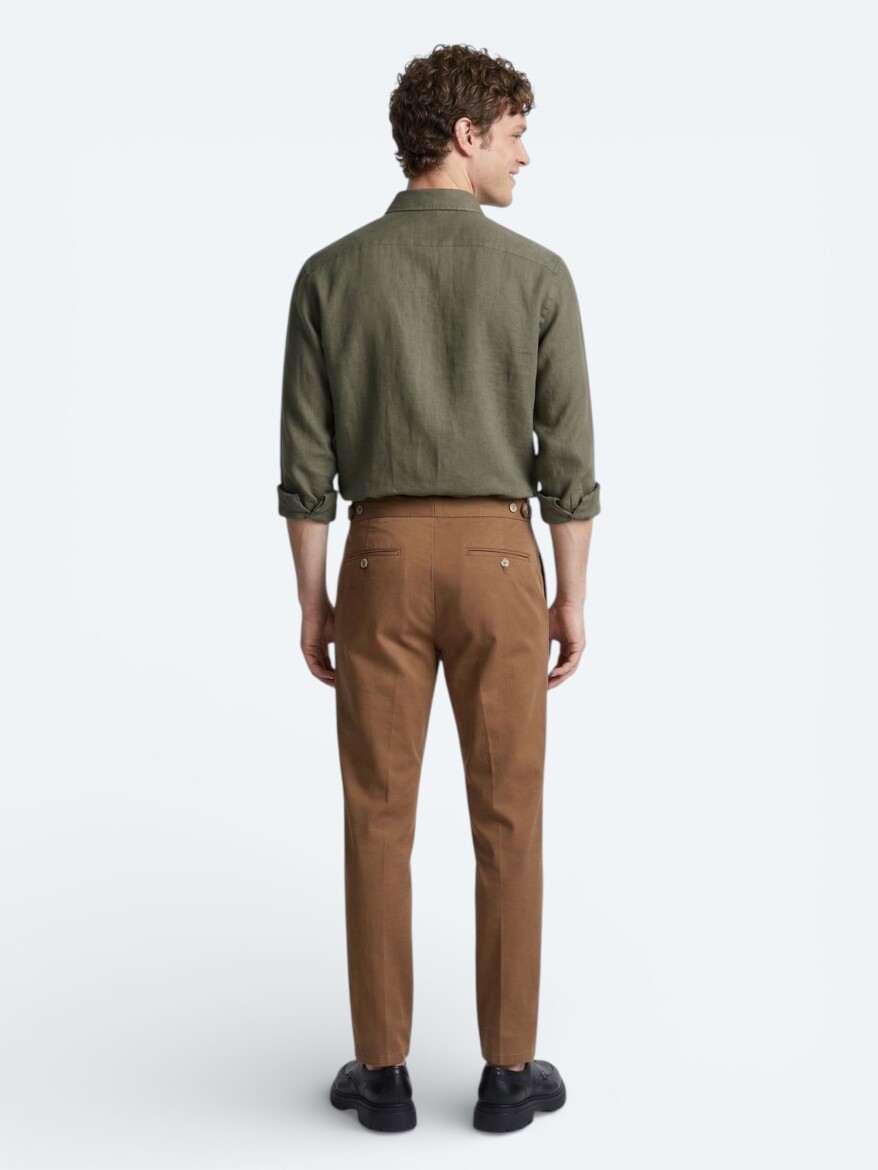 Khaki Plain Oversize Fit Weaving Casual Shirt - 5