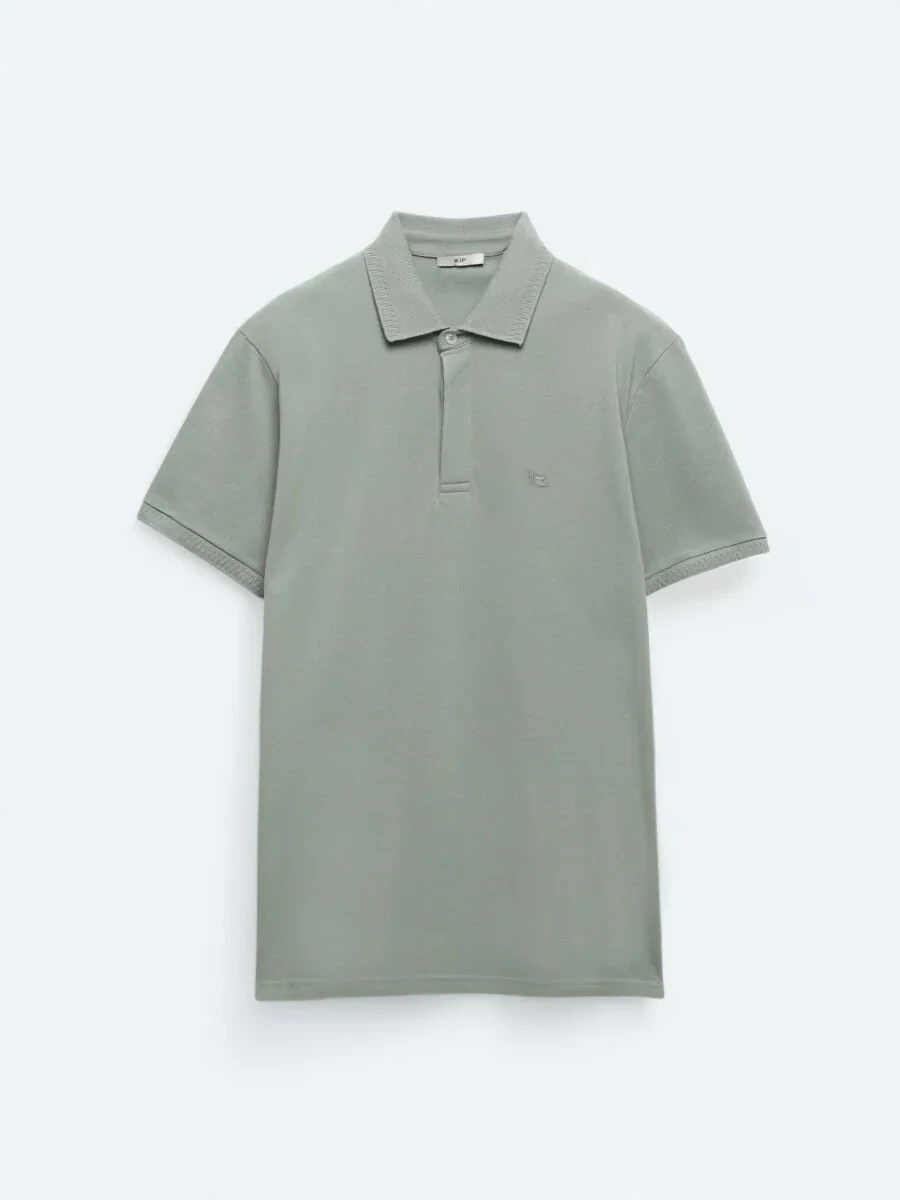 Khaki Plain Polo Neck 100% Cotton T-Shirt - 5