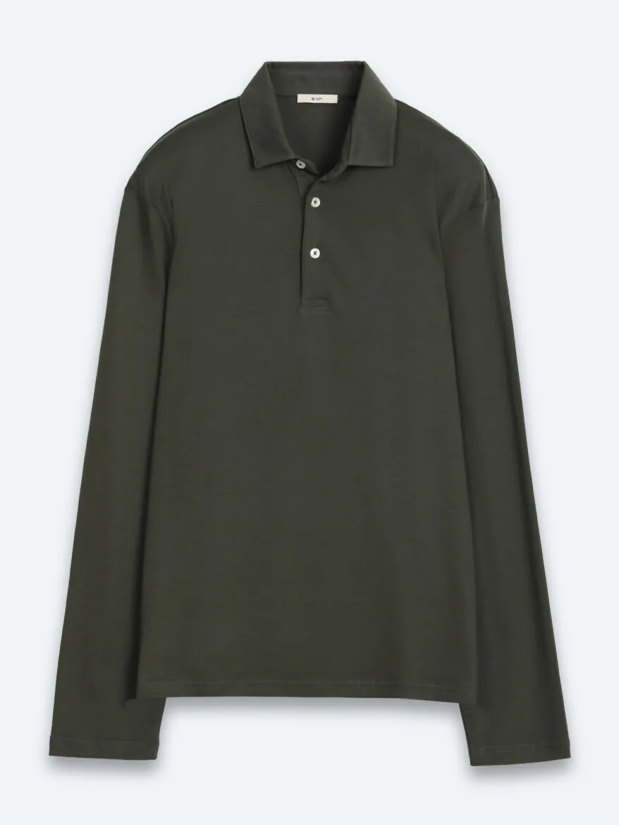 Khaki Plain Polo Neck 100% Cotton T-Shirt - 7