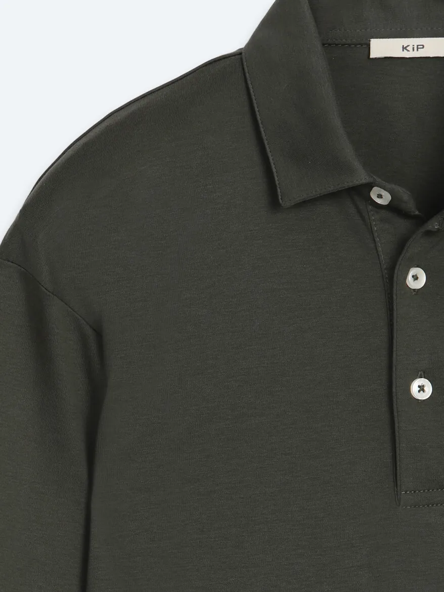 Khaki Plain Polo Neck 100% Cotton T-Shirt - 8