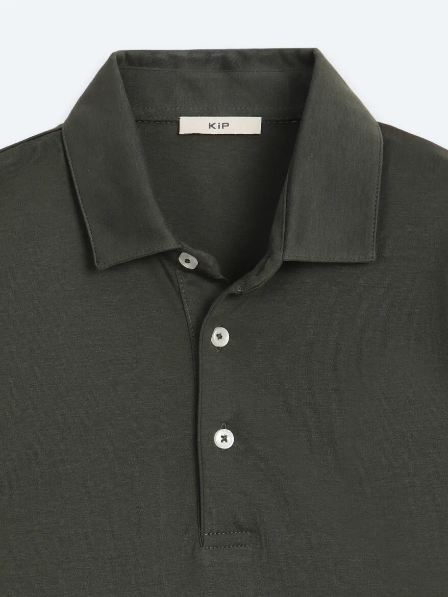 Khaki Plain Polo Neck 100% Cotton T-Shirt - 9