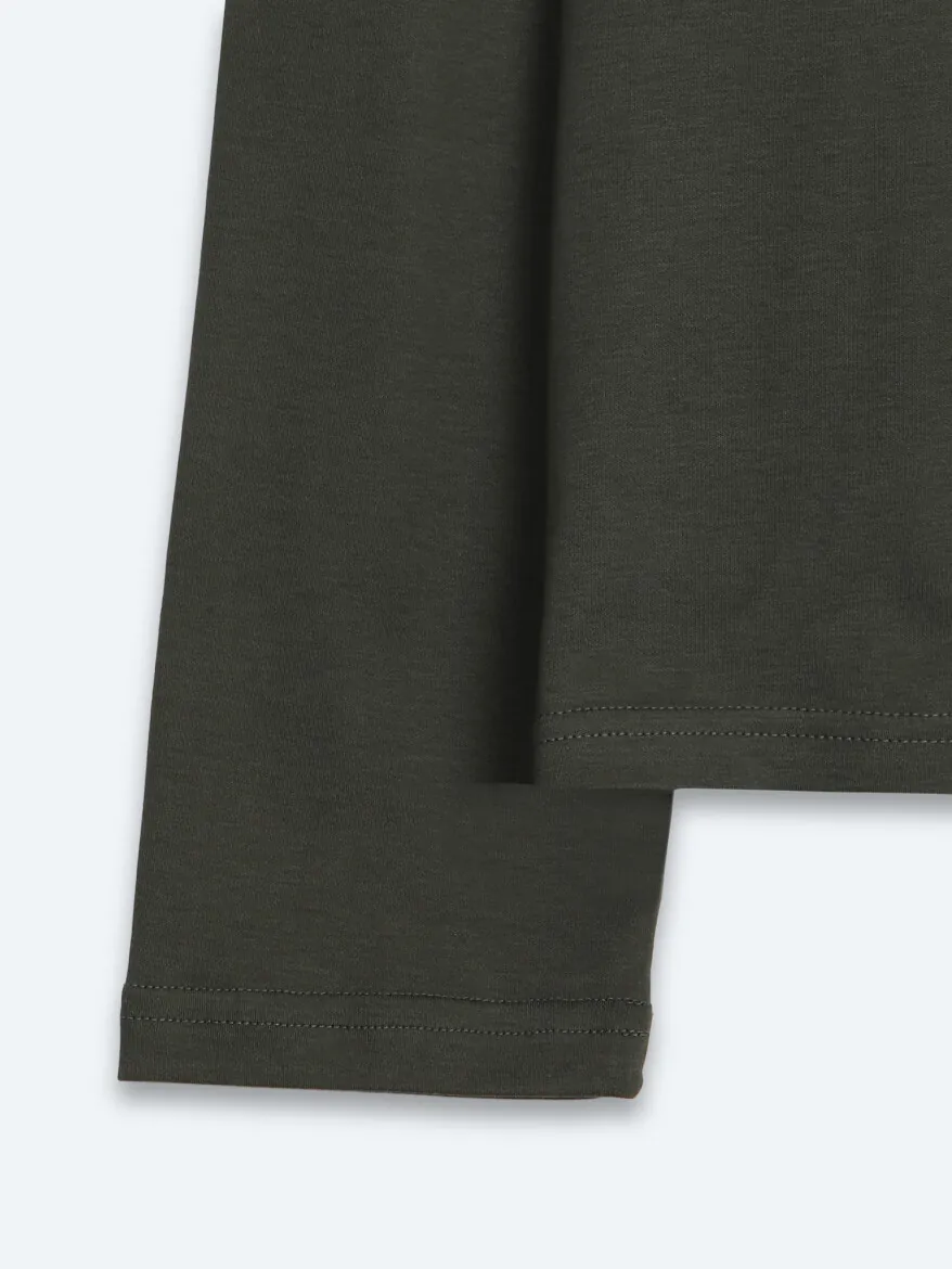 Khaki Plain Polo Neck 100% Cotton T-Shirt - 10