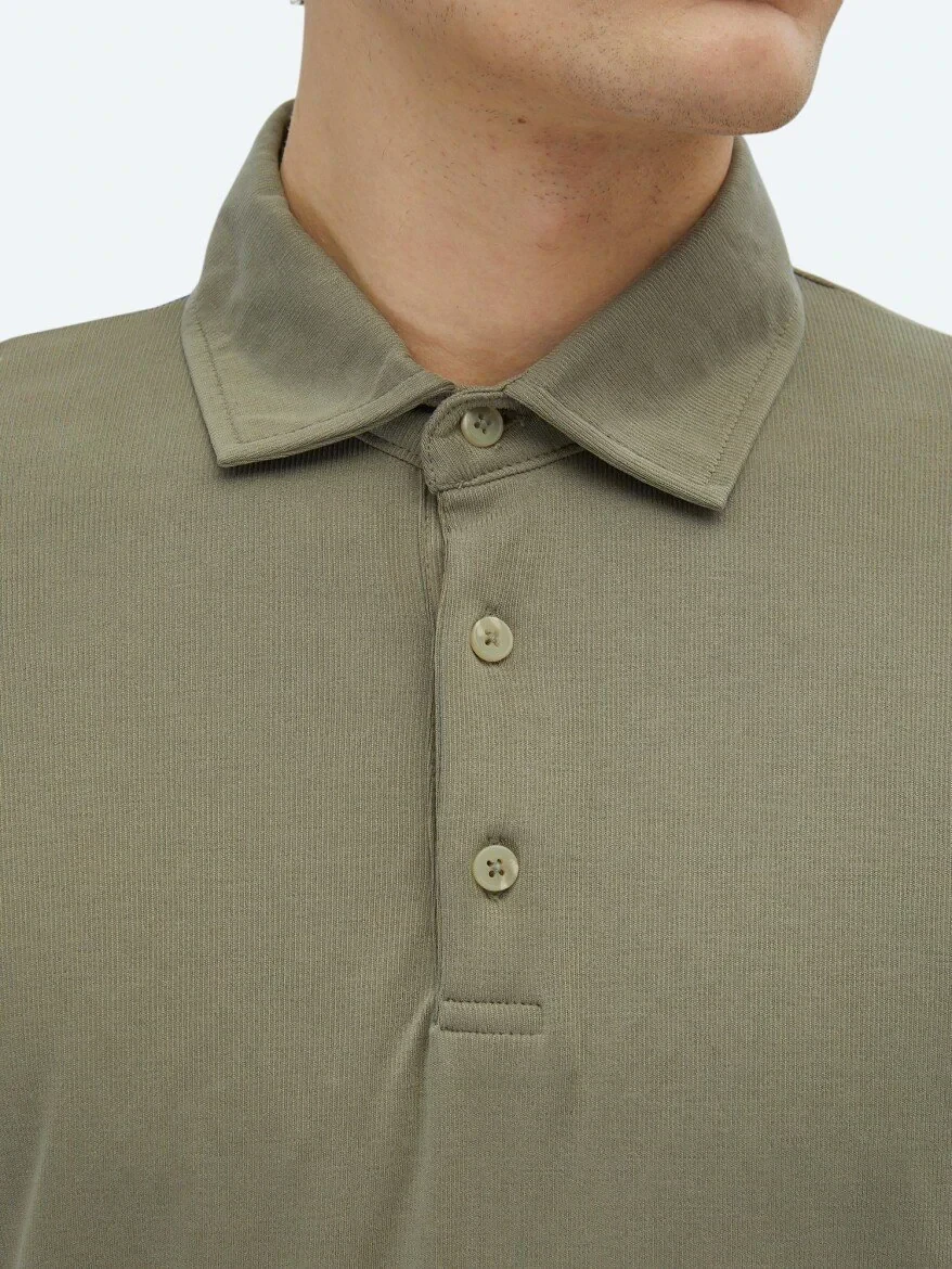 Khaki Plain Polo Neck T-Shirt 