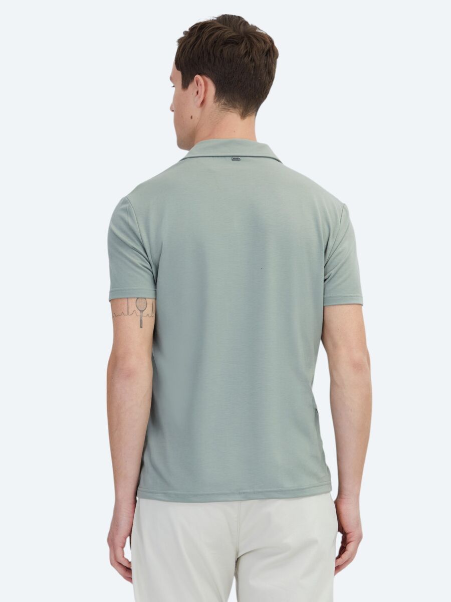 Khaki Plain Recycled Polo Neck T-Shirt - 5