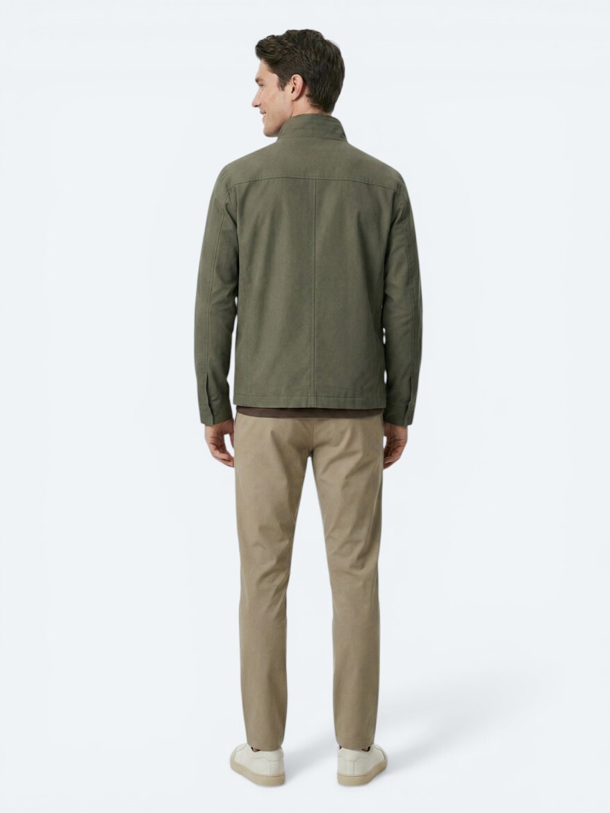 Khaki Plain Regular Fit Lightweight Jacket - 5