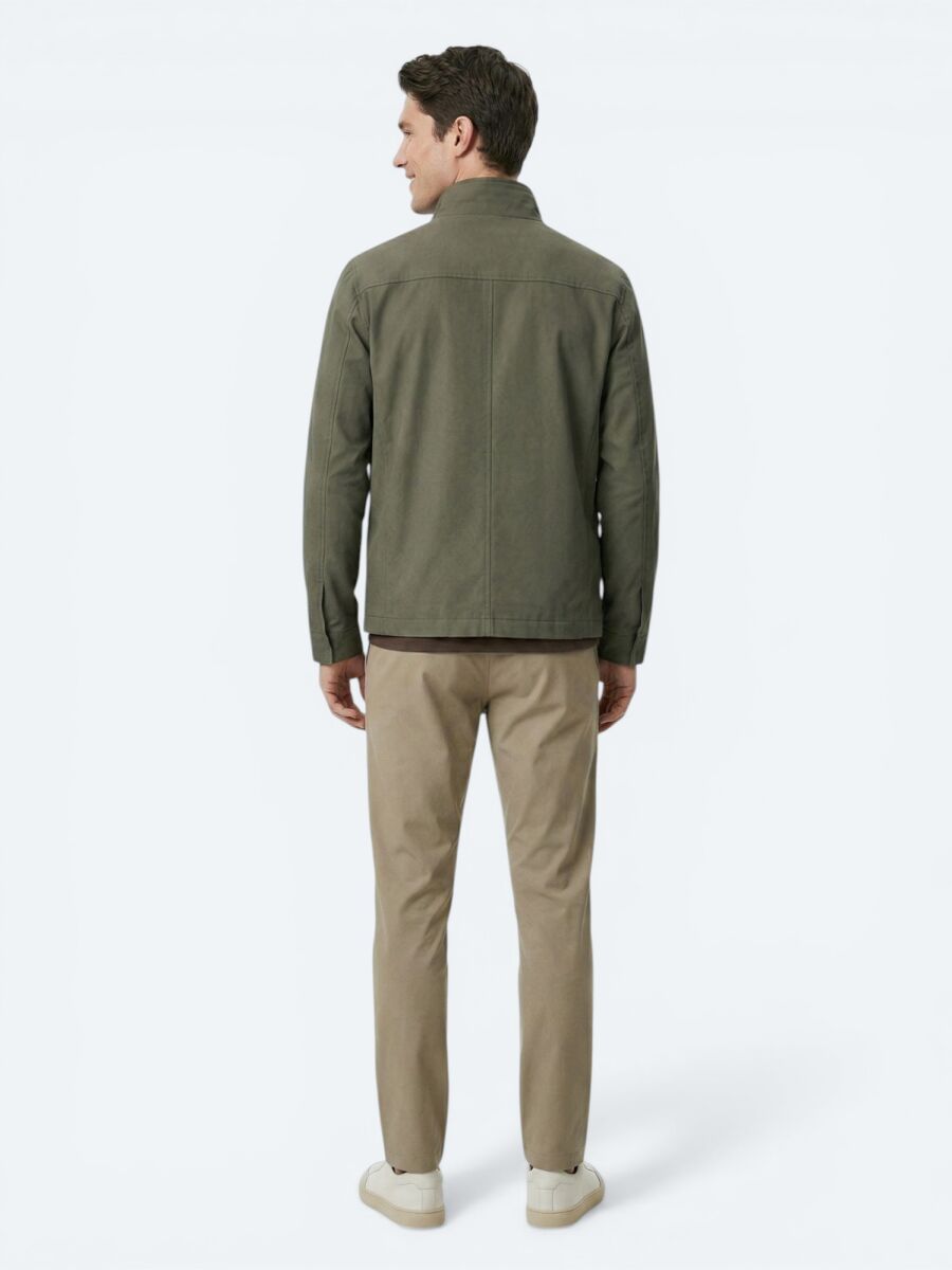 Khaki Plain Regular Fit Lightweight Jacket - 5