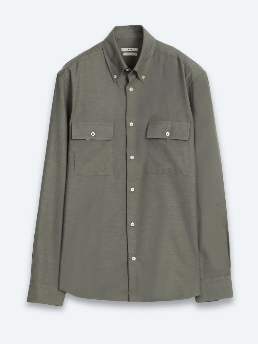 Khaki Plain Regular Fit Long Weaving Casual 100% Cotton Shirt - 7