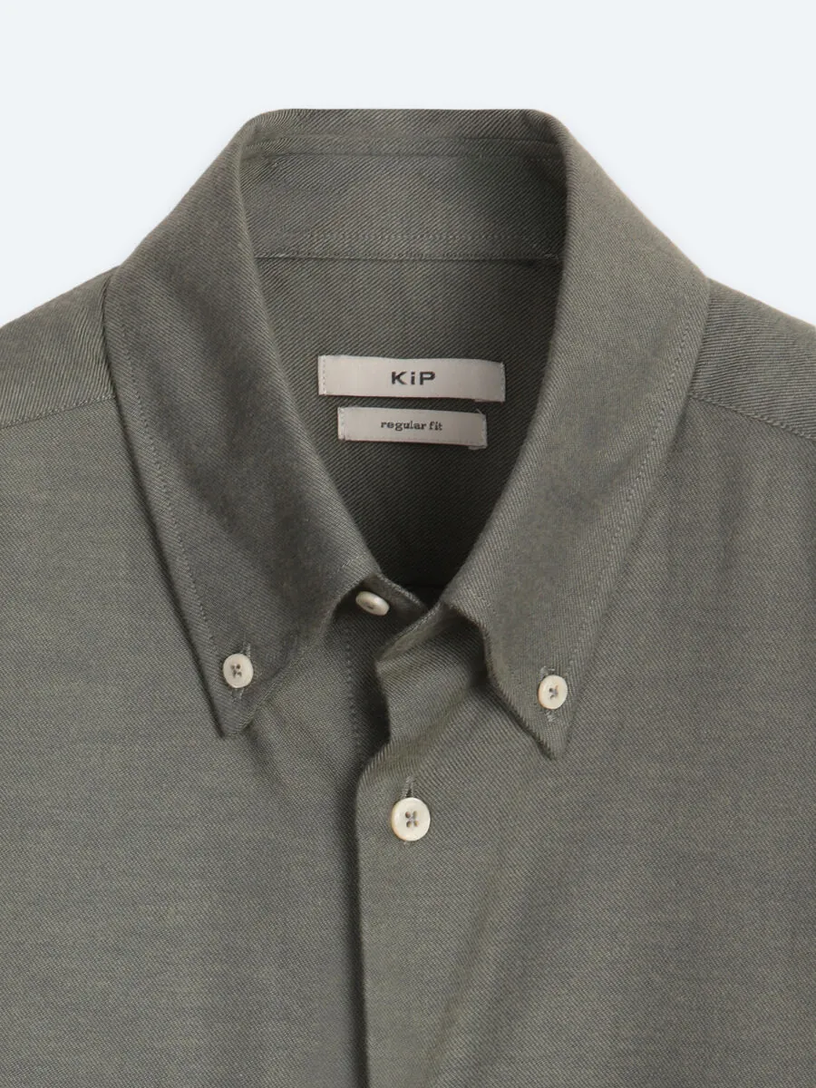 Khaki Plain Regular Fit Long Weaving Casual 100% Cotton Shirt - 9
