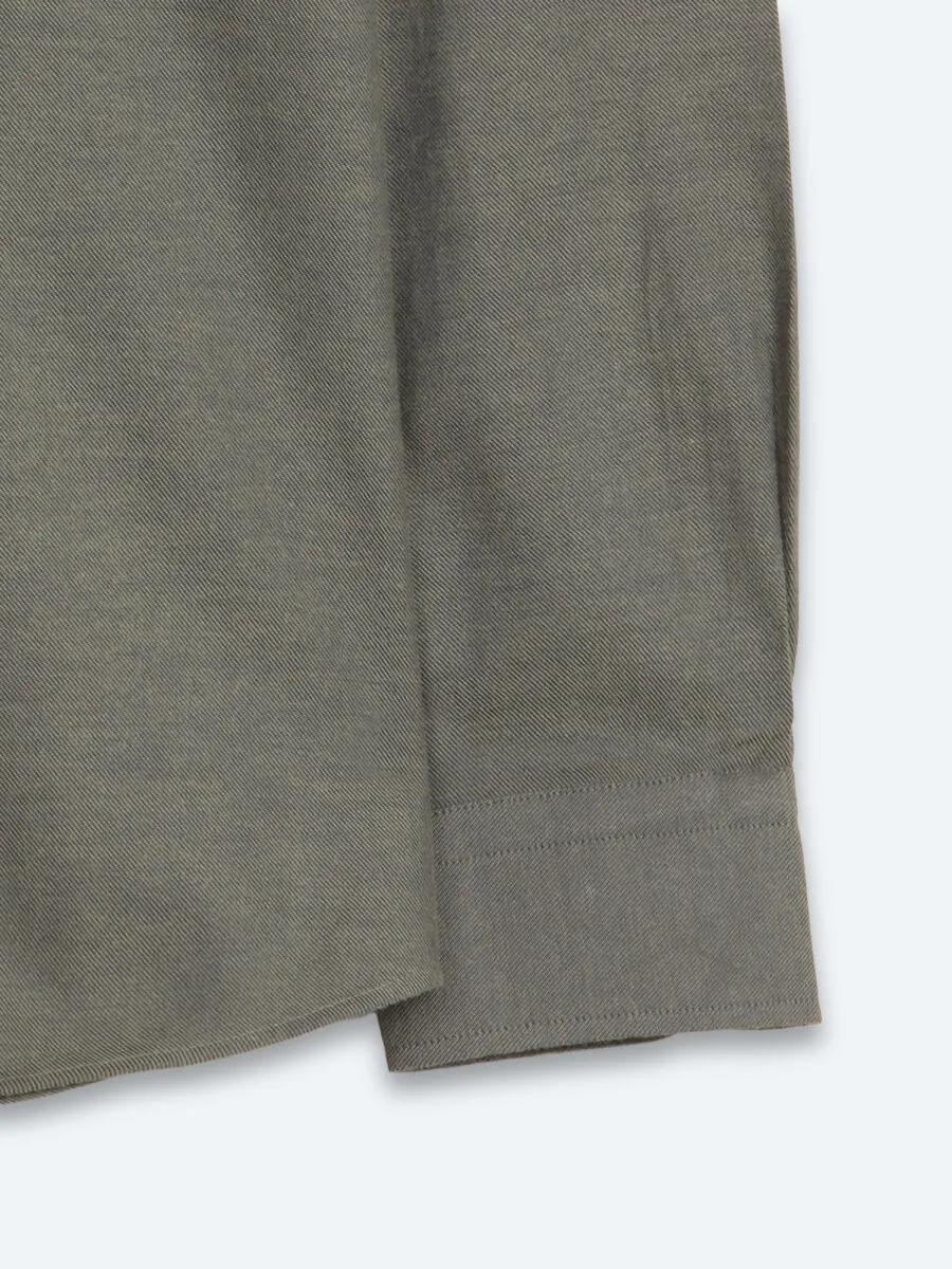 Khaki Plain Regular Fit Long Weaving Casual 100% Cotton Shirt - 10