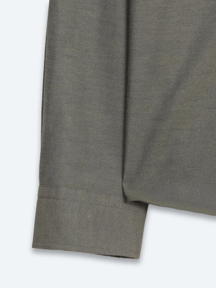 Khaki Plain Regular Fit Long Weaving Casual 100% Cotton Shirt - 11