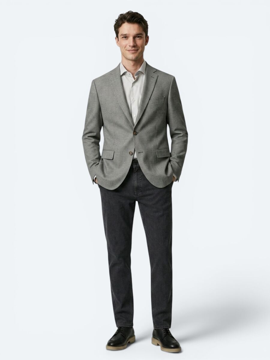 Khaki Plain Regular Fit Wool Blended Jacket - 4
