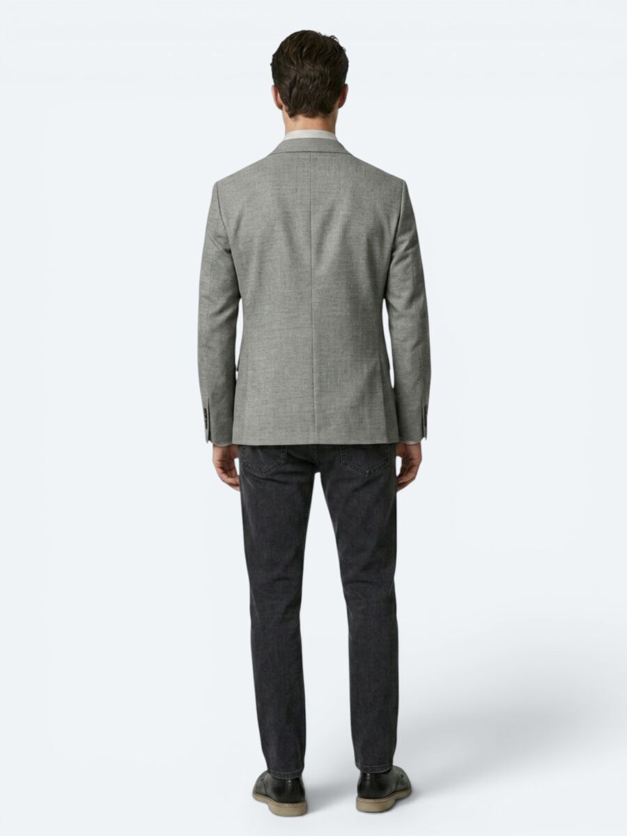 Khaki Plain Regular Fit Wool Blended Jacket - 5