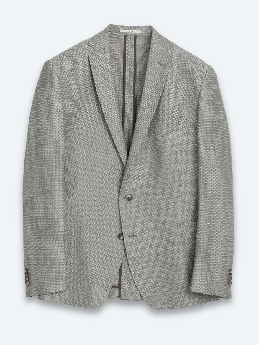Khaki Plain Regular Fit Wool Blended Jacket - 6