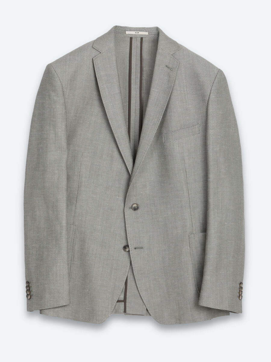 Khaki Plain Regular Fit Wool Blended Jacket - 6
