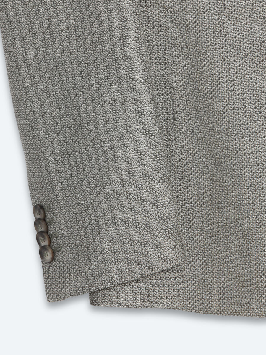 Khaki Plain Regular Fit Wool Blended Jacket - 7