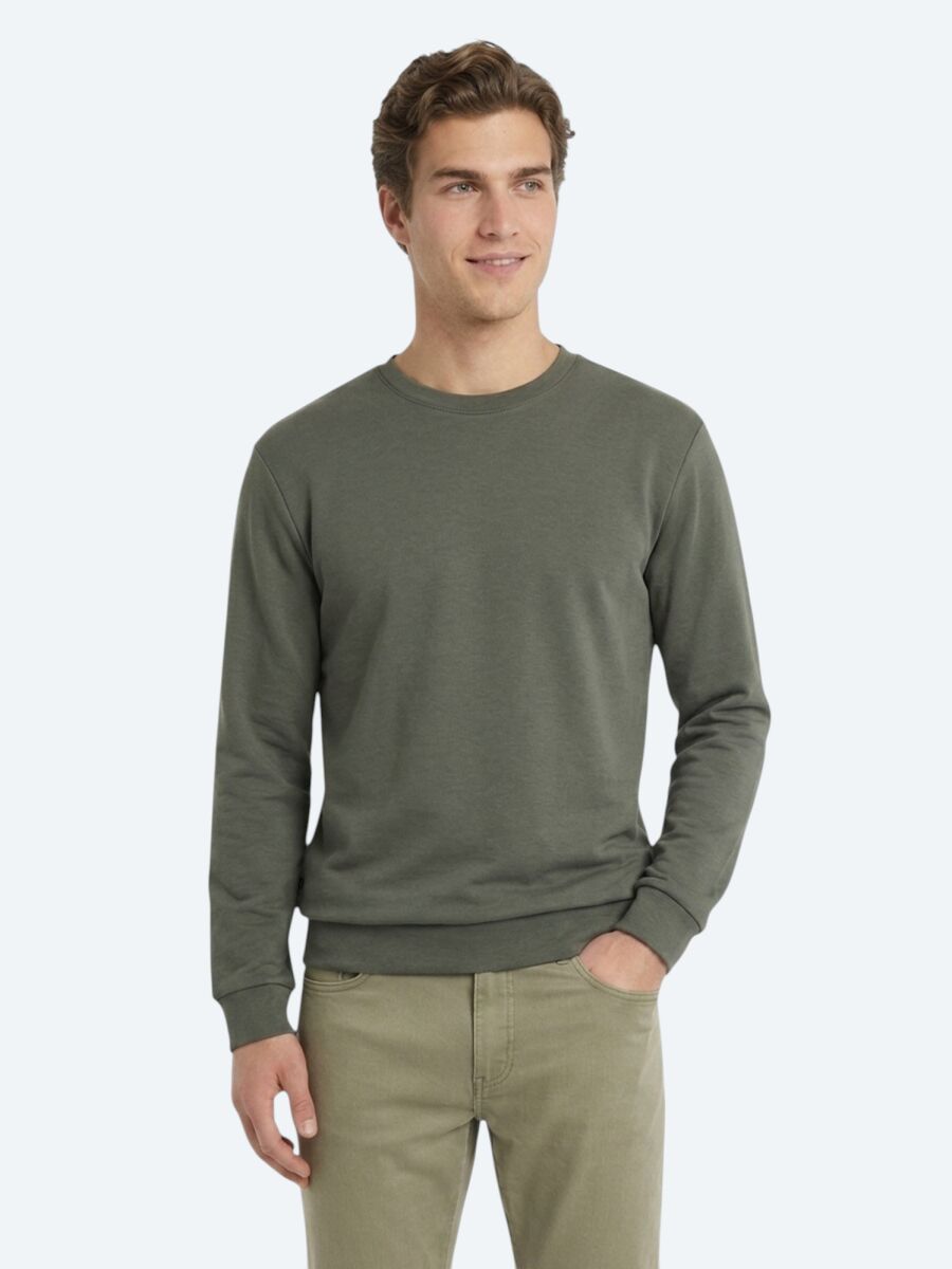 Khaki Plain Sweatshirt - 1