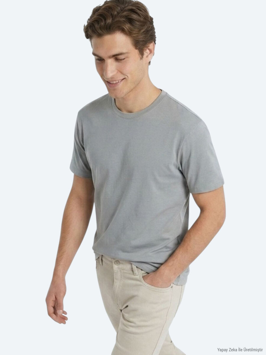 Khaki Plain T-Shirt - 2