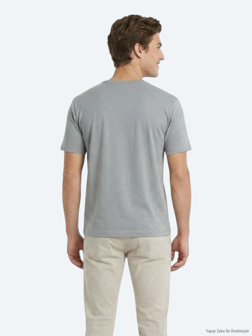 Khaki Plain T-Shirt - 4