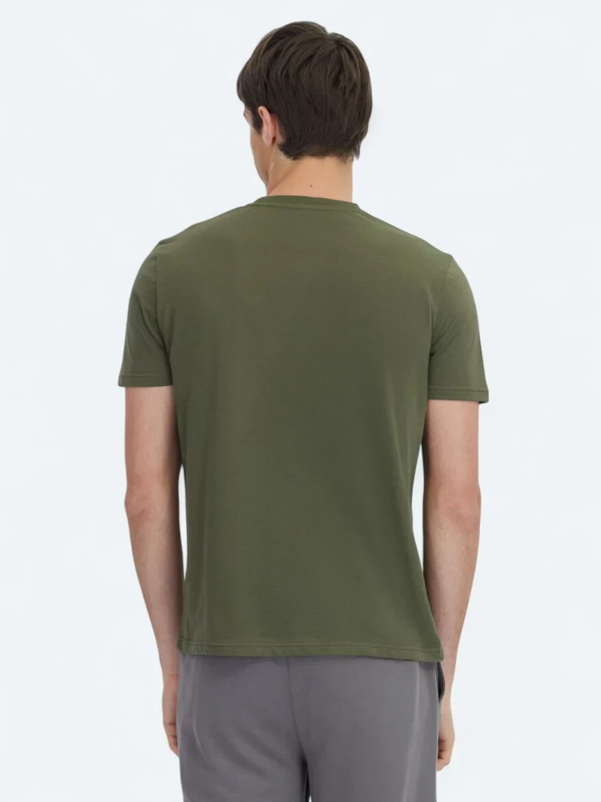 Khaki Printed Crew Neck 100% Cotton T-Shirt 