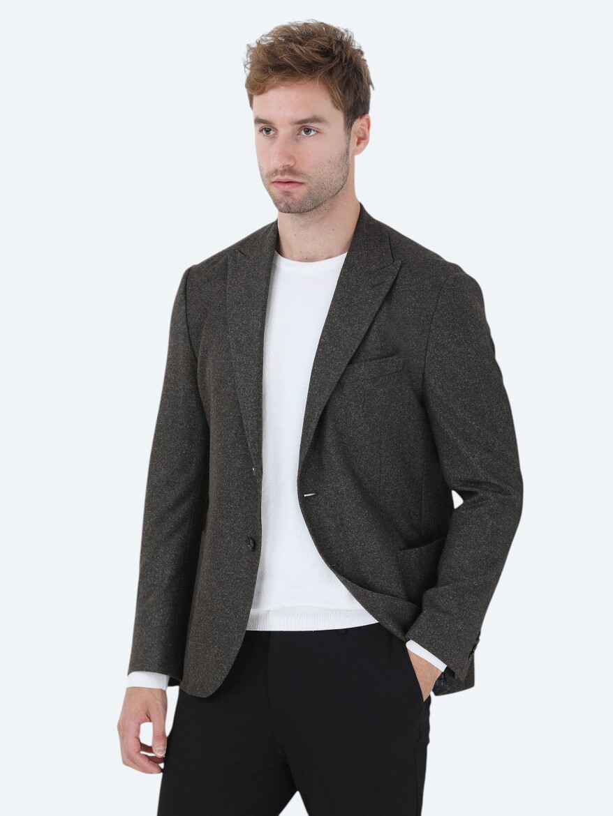 Khaki Printed Modern Fit Jacket - 3