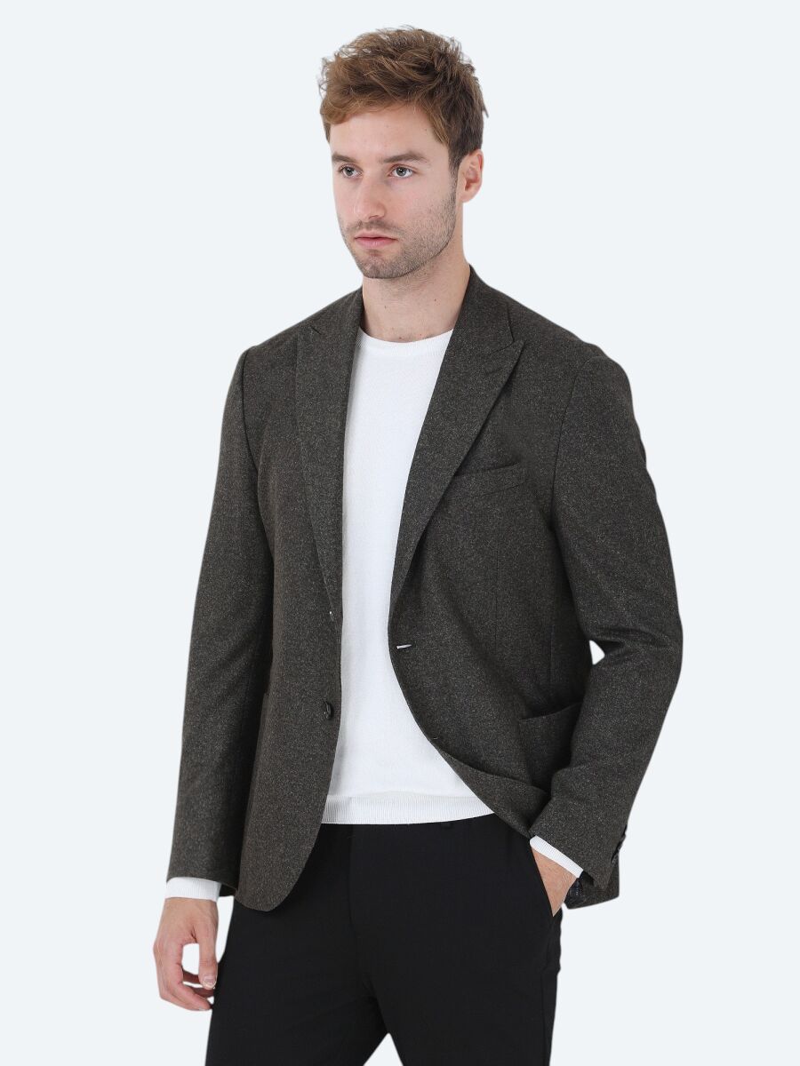 Khaki Printed Modern Fit Jacket - 3
