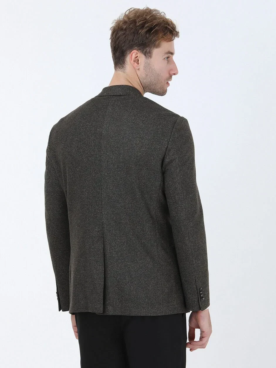 Khaki Printed Modern Fit Jacket - 6