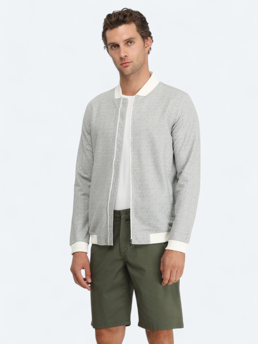 Khaki Regular Fit Casual Knitting Coat - 1