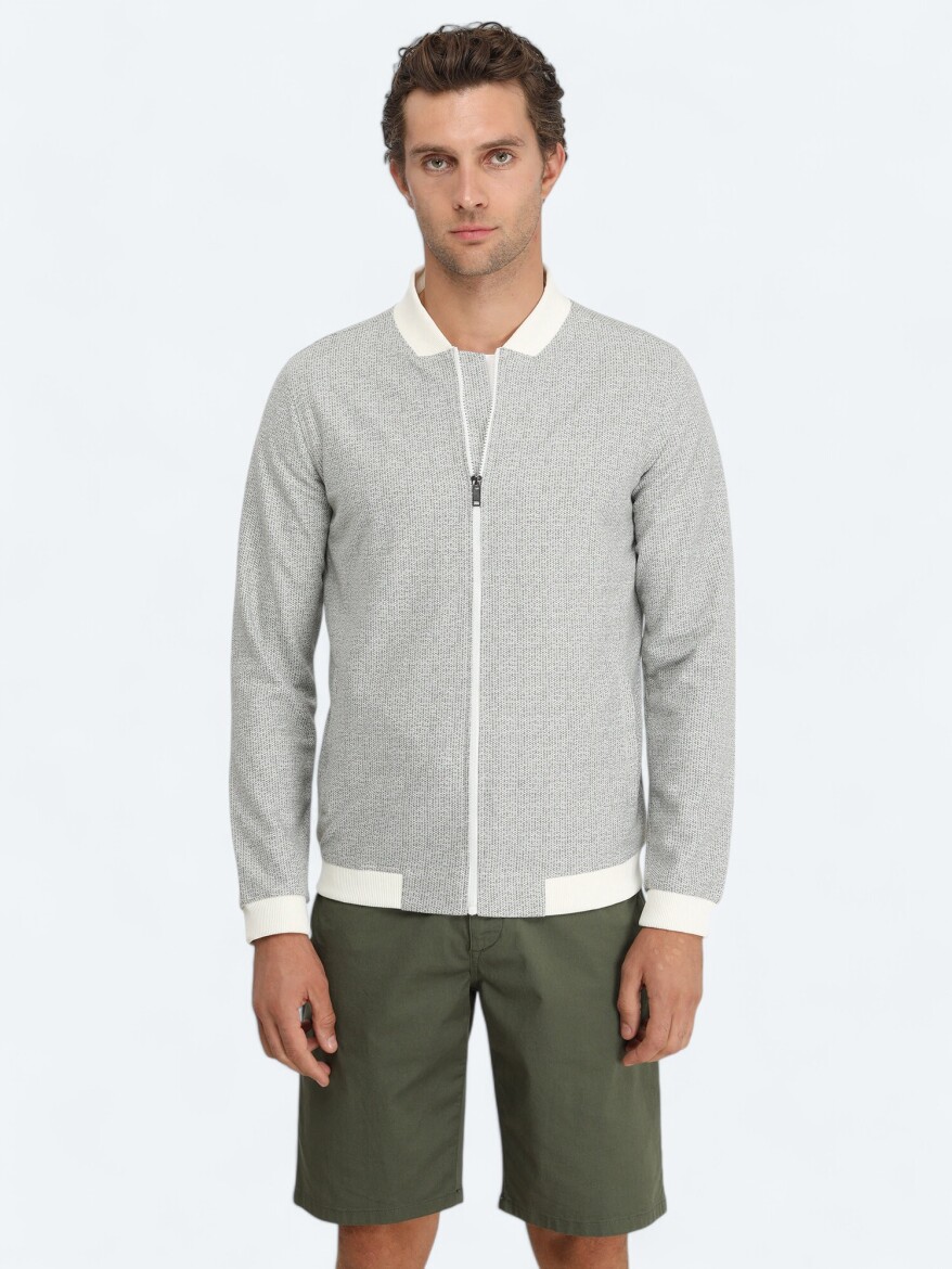 Khaki Regular Fit Casual Knitting Coat - 3