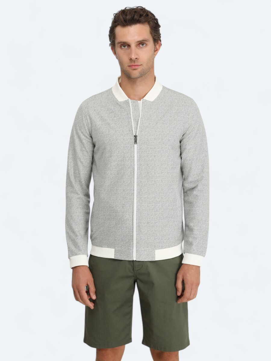 Khaki Regular Fit Casual Knitting Coat - 3